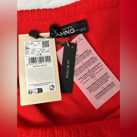 Mango Women’s Red One-Shoulder Asymmetric Ruffled Dress Size 10 - Picture 10 of 15